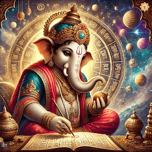 Lord Ganesha writing Panchang