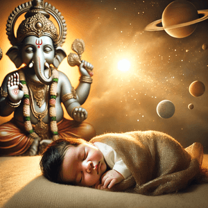 Lord Ganesha blessing newborn