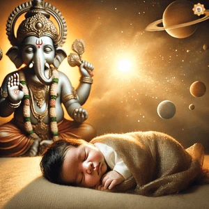 Lord Ganesha blessing newborn